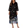image:imageEkouaer Women Zipper Robe 34 Sleeves Loungewear Dress Full Length Sleepwear Pockets Housecoat Nightgown Long BathrobeStyle 1butterfly Floral