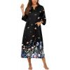 image:imageEkouaer Women Zipper Robe 34 Sleeves Loungewear Dress Full Length Sleepwear Pockets Housecoat Nightgown Long BathrobeStyle 1butterfly Floral