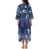 image:imageEkouaer Women Zipper Robe 34 Sleeves Loungewear Dress Full Length Sleepwear Pockets Housecoat Nightgown Long BathrobeStyle 1evening Blue Vines