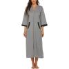 image:imageEkouaer Women Zipper Robe 34 Sleeves Loungewear Dress Full Length Sleepwear Pockets Housecoat Nightgown Long BathrobeStyle 1grey
