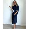 image:imageEkouaer Women Zipper Robe 34 Sleeves Loungewear Dress Full Length Sleepwear Pockets Housecoat Nightgown Long BathrobeStyle 1navy