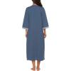 image:imageEkouaer Women Zipper Robe 34 Sleeves Loungewear Dress Full Length Sleepwear Pockets Housecoat Nightgown Long BathrobeStyle 1navy Blue