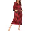 image:imageEkouaer Women Zipper Robe 34 Sleeves Loungewear Dress Full Length Sleepwear Pockets Housecoat Nightgown Long BathrobeStyle 1pat1