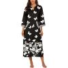 image:imageEkouaer Women Zipper Robe 34 Sleeves Loungewear Dress Full Length Sleepwear Pockets Housecoat Nightgown Long BathrobeStyle 1pat10