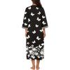 image:imageEkouaer Women Zipper Robe 34 Sleeves Loungewear Dress Full Length Sleepwear Pockets Housecoat Nightgown Long BathrobeStyle 1pat10