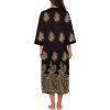 image:imageEkouaer Women Zipper Robe 34 Sleeves Loungewear Dress Full Length Sleepwear Pockets Housecoat Nightgown Long BathrobeStyle 1pat12