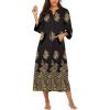 image:imageEkouaer Women Zipper Robe 34 Sleeves Loungewear Dress Full Length Sleepwear Pockets Housecoat Nightgown Long BathrobeStyle 1pat12