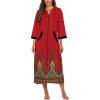 image:imageEkouaer Women Zipper Robe 34 Sleeves Loungewear Dress Full Length Sleepwear Pockets Housecoat Nightgown Long BathrobeStyle 1pat20