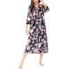 image:imageEkouaer Women Zipper Robe 34 Sleeves Loungewear Dress Full Length Sleepwear Pockets Housecoat Nightgown Long BathrobeStyle 1pat4