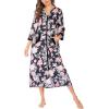 image:imageEkouaer Women Zipper Robe 34 Sleeves Loungewear Dress Full Length Sleepwear Pockets Housecoat Nightgown Long BathrobeStyle 1pat4