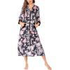 image:imageEkouaer Women Zipper Robe 34 Sleeves Loungewear Dress Full Length Sleepwear Pockets Housecoat Nightgown Long BathrobeStyle 1pat4
