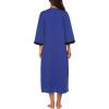 image:imageEkouaer Women Zipper Robe 34 Sleeves Loungewear Dress Full Length Sleepwear Pockets Housecoat Nightgown Long BathrobeStyle 1snorkel Blue