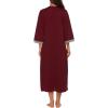 image:imageEkouaer Women Zipper Robe 34 Sleeves Loungewear Dress Full Length Sleepwear Pockets Housecoat Nightgown Long BathrobeStyle 1wine Red
