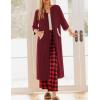 image:imageEkouaer Women Zipper Robe 34 Sleeves Loungewear Dress Full Length Sleepwear Pockets Housecoat Nightgown Long BathrobeStyle 1wine Red