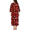 image:imageEkouaer Women Zipper Robe 34 Sleeves Loungewear Dress Full Length Sleepwear Pockets Housecoat Nightgown Long BathrobeXmas Print