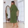 image:imageEkouaer Women Zipper Robe Fleece Long Sleeves Bathrobe Sleepwear Warm Soft Housecoat with Pockets Zip Up House DressesArmy Green