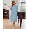 image:imageEkouaer Women Zipper Robe Fleece Long Sleeves Bathrobe Sleepwear Warm Soft Housecoat with Pockets Zip Up House DressesBaby Blue