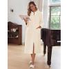 image:imageEkouaer Women Zipper Robe Fleece Long Sleeves Bathrobe Sleepwear Warm Soft Housecoat with Pockets Zip Up House DressesBeige