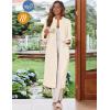 image:imageEkouaer Women Zipper Robe Fleece Long Sleeves Bathrobe Sleepwear Warm Soft Housecoat with Pockets Zip Up House DressesBeige