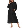 image:imageEkouaer Women Zipper Robe Fleece Long Sleeves Bathrobe Sleepwear Warm Soft Housecoat with Pockets Zip Up House DressesBlack