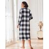 image:imageEkouaer Women Zipper Robe Fleece Long Sleeves Bathrobe Sleepwear Warm Soft Housecoat with Pockets Zip Up House DressesBlack White Plaid