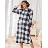 image:imageEkouaer Women Zipper Robe Fleece Long Sleeves Bathrobe Sleepwear Warm Soft Housecoat with Pockets Zip Up House DressesBlack White Plaid