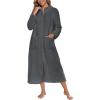 image:imageEkouaer Women Zipper Robe Fleece Long Sleeves Bathrobe Sleepwear Warm Soft Housecoat with Pockets Zip Up House DressesDeep Grey