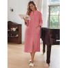image:imageEkouaer Women Zipper Robe Fleece Long Sleeves Bathrobe Sleepwear Warm Soft Housecoat with Pockets Zip Up House DressesGray Purple