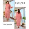 image:imageEkouaer Women Zipper Robe Fleece Long Sleeves Bathrobe Sleepwear Warm Soft Housecoat with Pockets Zip Up House DressesGray Purple