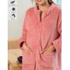 image:imageEkouaer Women Zipper Robe Fleece Long Sleeves Bathrobe Sleepwear Warm Soft Housecoat with Pockets Zip Up House DressesGray Purple