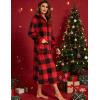image:imageEkouaer Women Zipper Robe Fleece Long Sleeves Bathrobe Sleepwear Warm Soft Housecoat with Pockets Zip Up House DressesKchristmas Plaid