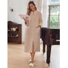 image:imageEkouaer Women Zipper Robe Fleece Long Sleeves Bathrobe Sleepwear Warm Soft Housecoat with Pockets Zip Up House DressesKhaki