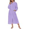 image:imageEkouaer Women Zipper Robe Fleece Long Sleeves Bathrobe Sleepwear Warm Soft Housecoat with Pockets Zip Up House DressesLavender