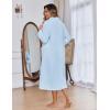 image:imageEkouaer Women Zipper Robe Fleece Long Sleeves Bathrobe Sleepwear Warm Soft Housecoat with Pockets Zip Up House DressesLight Blue