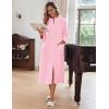 image:imageEkouaer Women Zipper Robe Fleece Long Sleeves Bathrobe Sleepwear Warm Soft Housecoat with Pockets Zip Up House DressesLight Pink