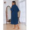image:imageEkouaer Women Zipper Robe Fleece Long Sleeves Bathrobe Sleepwear Warm Soft Housecoat with Pockets Zip Up House DressesNavy