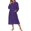 image:imageEkouaer Women Zipper Robe Fleece Long Sleeves Bathrobe Sleepwear Warm Soft Housecoat with Pockets Zip Up House DressesPurple