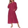 image:imageEkouaer Women Zipper Robe Fleece Long Sleeves Bathrobe Sleepwear Warm Soft Housecoat with Pockets Zip Up House DressesWine Red