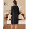 image:imageEkouaer Women Zipper Robe Lightweight House Coat Zipper Front Short Bathrobes Soft Nightgown with Pockets S3XLBlack