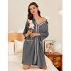 image:imageEkouaer Women Zipper Robe Lightweight House Coat Zipper Front Short Bathrobes Soft Nightgown with Pockets S3XLDark Grey