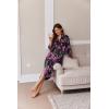 image:imageEkouaer Women Zipper Robe Long Sleeve House Coats Velour Robes Soft Bathrobe with Pockets Nightgown S3XLBlack Print