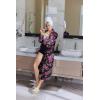 image:imageEkouaer Women Zipper Robe Long Sleeve House Coats Velour Robes Soft Bathrobe with Pockets Nightgown S3XLBlack Print