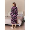 image:imageEkouaer Women Zipper Robe Long Sleeve House Coats Velour Robes Soft Bathrobe with Pockets Nightgown S3XLBlack Print