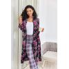 image:imageEkouaer Women Zipper Robe Long Sleeve House Coats Velour Robes Soft Bathrobe with Pockets Nightgown S3XLBlack Print