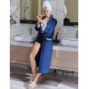 image:imageEkouaer Women Zipper Robe Long Sleeve House Coats Velour Robes Soft Bathrobe with Pockets Nightgown S3XLNavy Blue