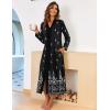 image:imageEkouaer Women Zipper Robe Long Sleeve Loungewear Lightweight Housecoat Full Length Nightgown with PocketsBlack Ethnic Print