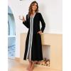 image:imageEkouaer Women Zipper Robe Long Sleeve Loungewear Lightweight Housecoat Full Length Nightgown with PocketsBlack With Grey