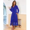 image:imageEkouaer Women Zipper Robe Long Sleeve Loungewear Lightweight Housecoat Full Length Nightgown with PocketsBlue Ethnic Floral