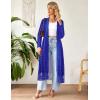 image:imageEkouaer Women Zipper Robe Long Sleeve Loungewear Lightweight Housecoat Full Length Nightgown with PocketsBlue Ethnic Floral