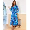 image:imageEkouaer Women Zipper Robe Long Sleeve Loungewear Lightweight Housecoat Full Length Nightgown with PocketsBlue Floral